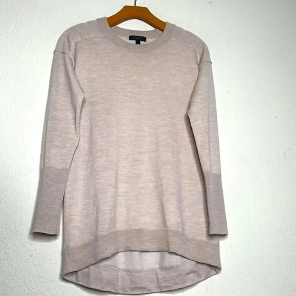 J. Crew Merino Wool High Low Hem Oversized Tunic‎ Sweater High Low Beige Size XS